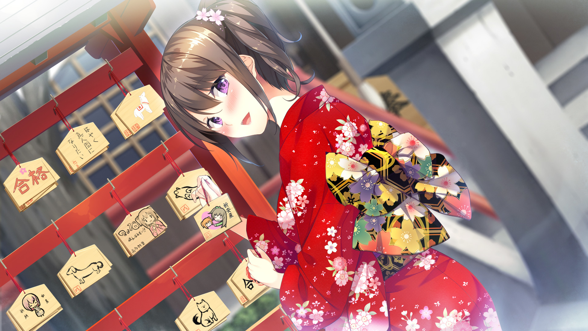 Wallpaper Japanese, traditional dress, Ayako Ichinose, anime girl