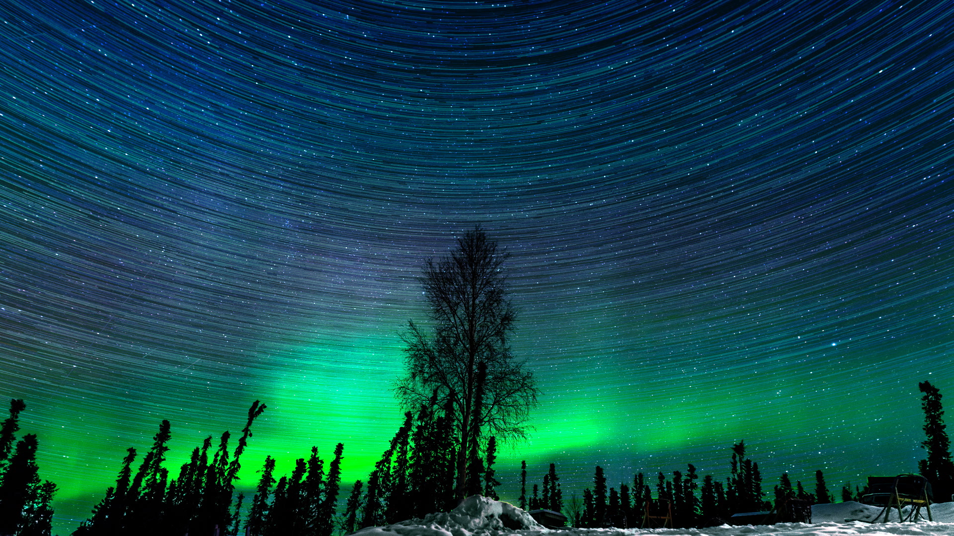 Wallpaper Beautiful night of the northern lights of Alaska