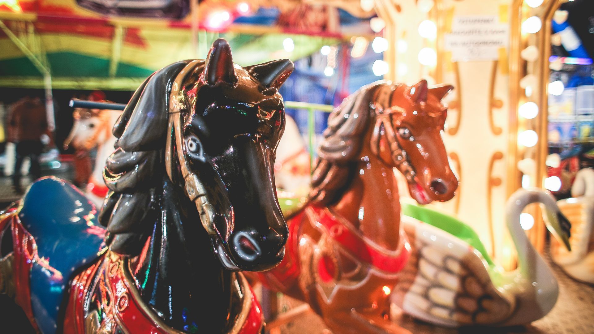 Wallpaper Carousel horse amusement park
