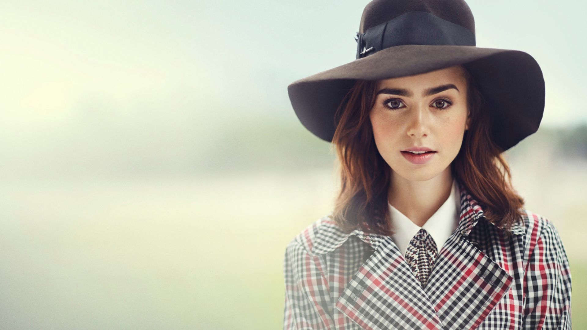 Wallpaper Lily Collins, celebrity, hat
