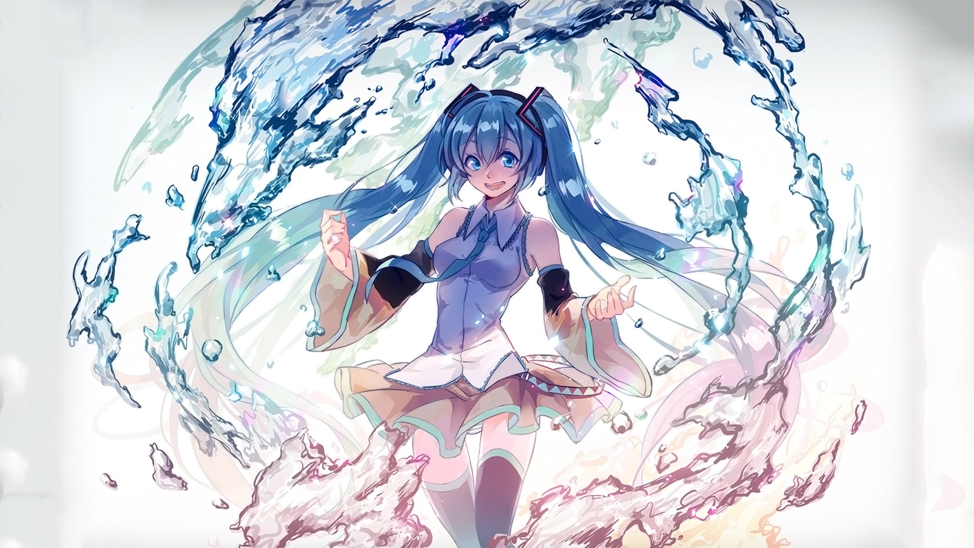 Wallpaper Hatsune miku, water, anime girl
