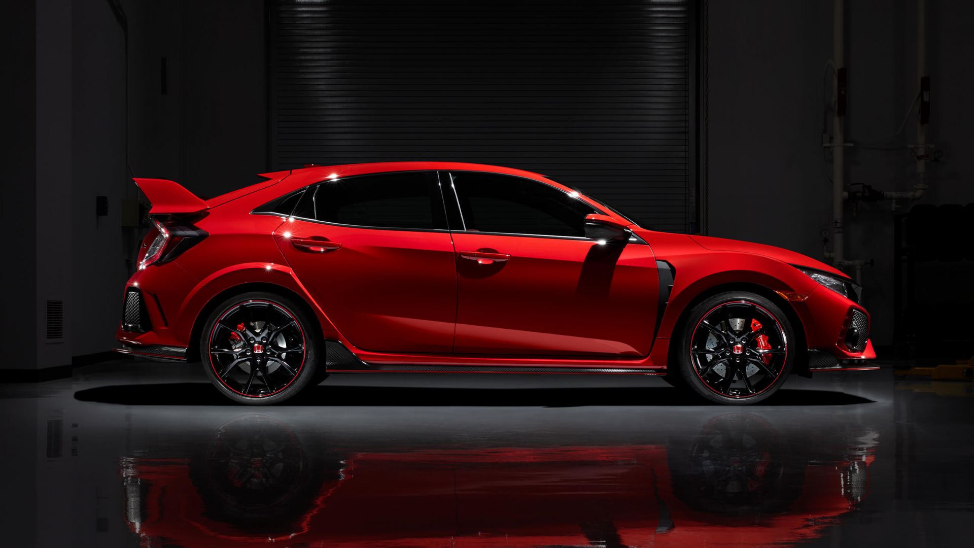 Wallpaper Red, Honda civic type R, side view, car