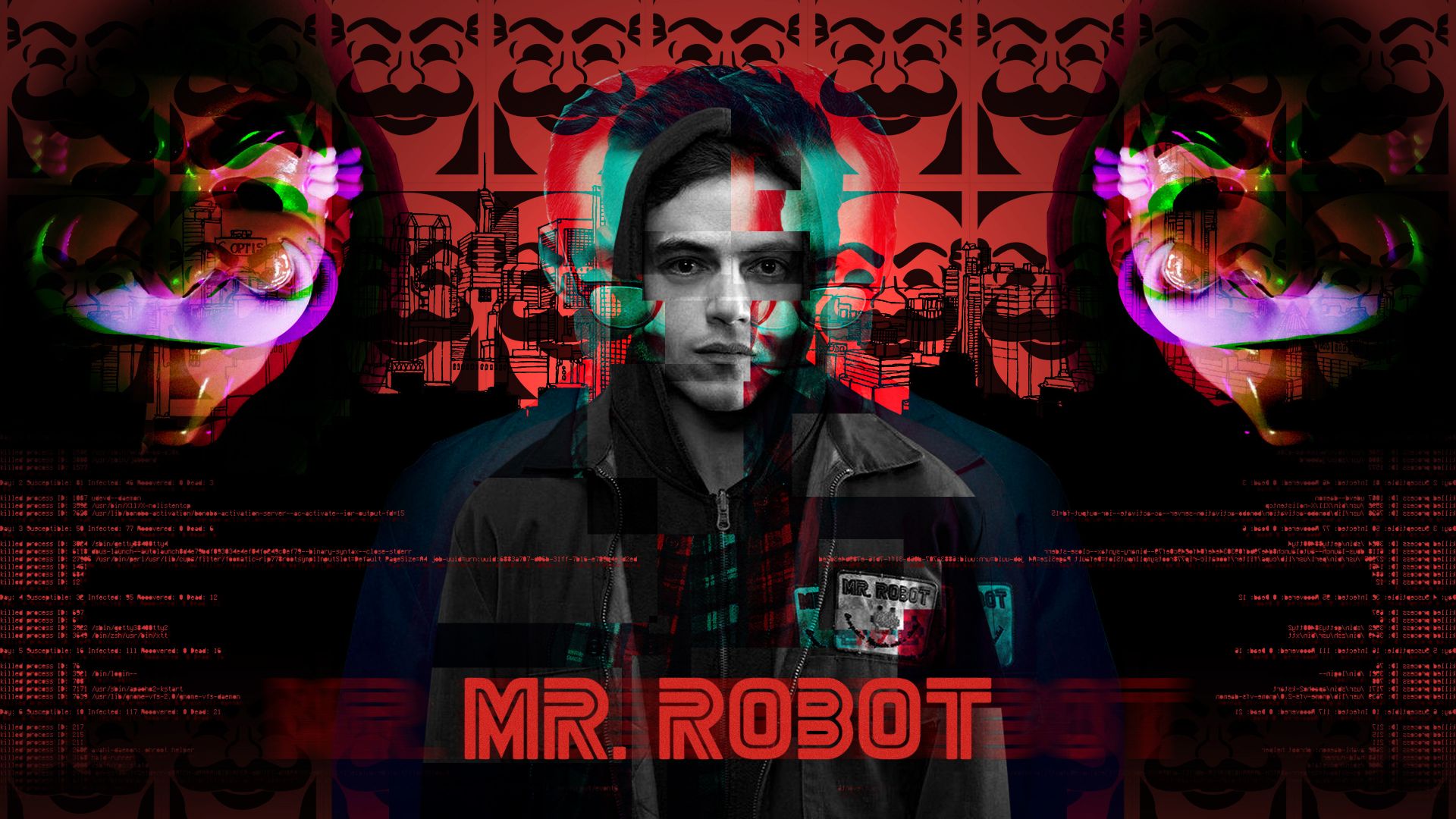 Wallpaper Mr. robot, tv series, glitch art, 4k