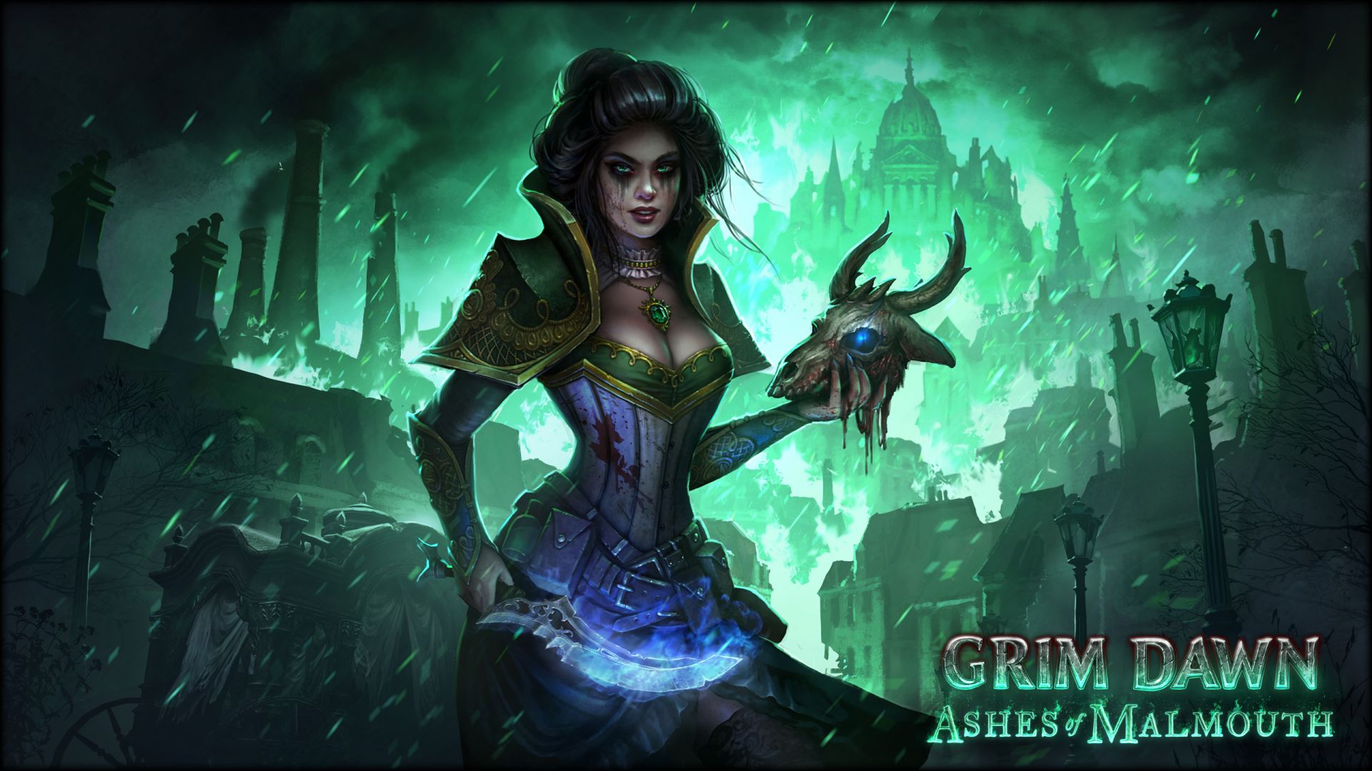 Wallpaper Girl Warrior, video game, Grim Dawn