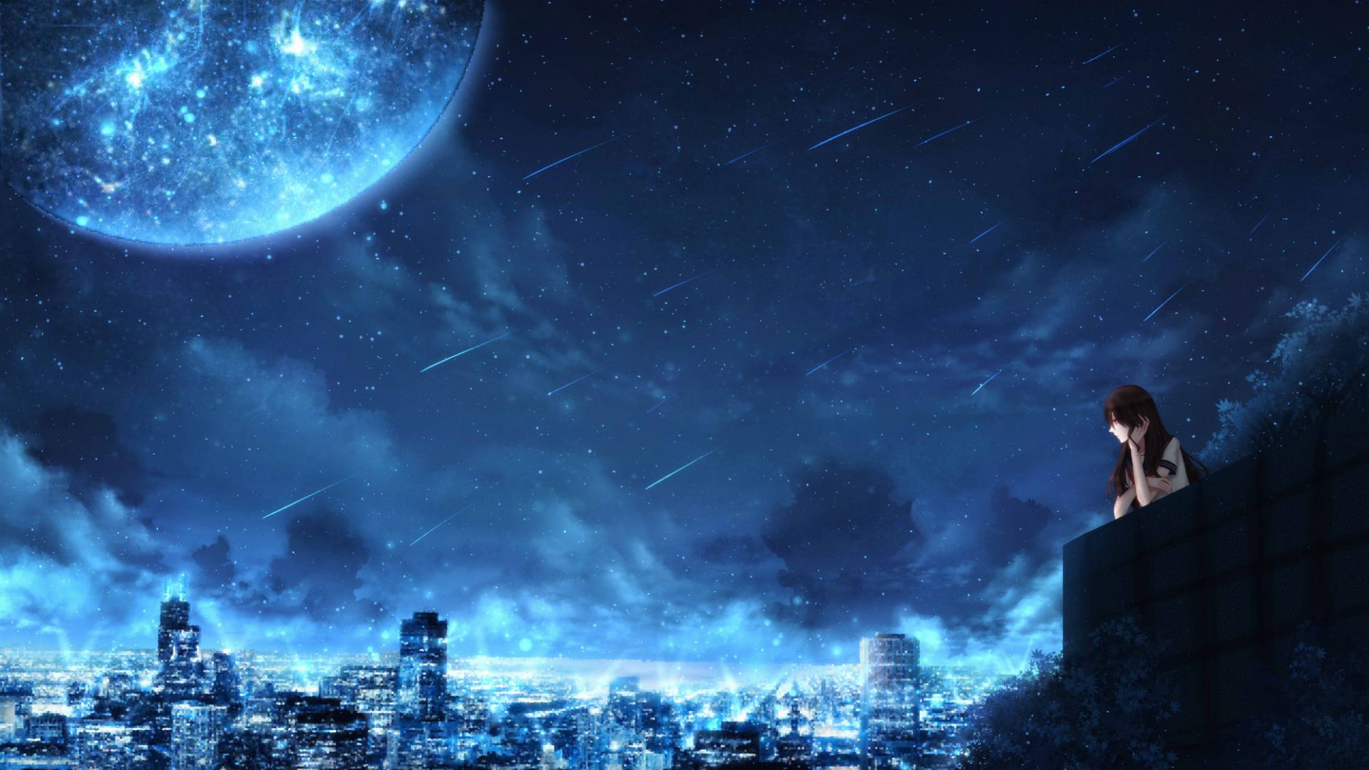 Anime City Night Enjoying the last moment  Фоновые рисунки Аниме пейзажи  Пейзажи