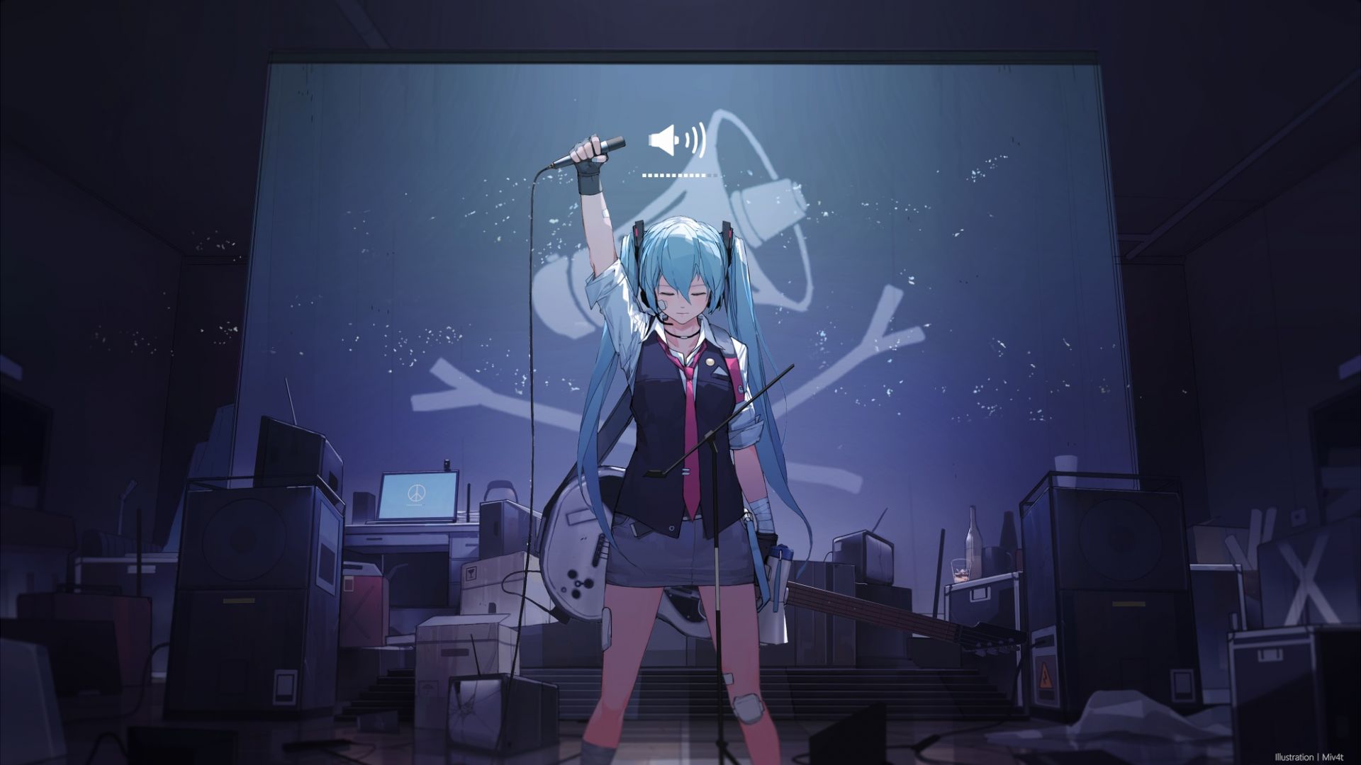 Desktop Wallpaper Singing, Anime Girl, Hatsune Miku, Hd Image, Picture,  Background, 44ced8