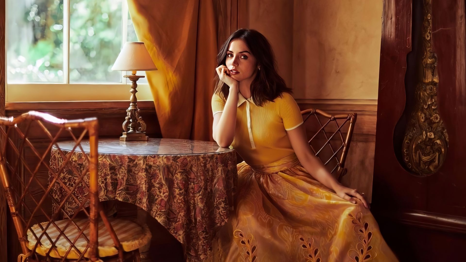 Wallpaper Actress, yellow dress, Ana de Armas