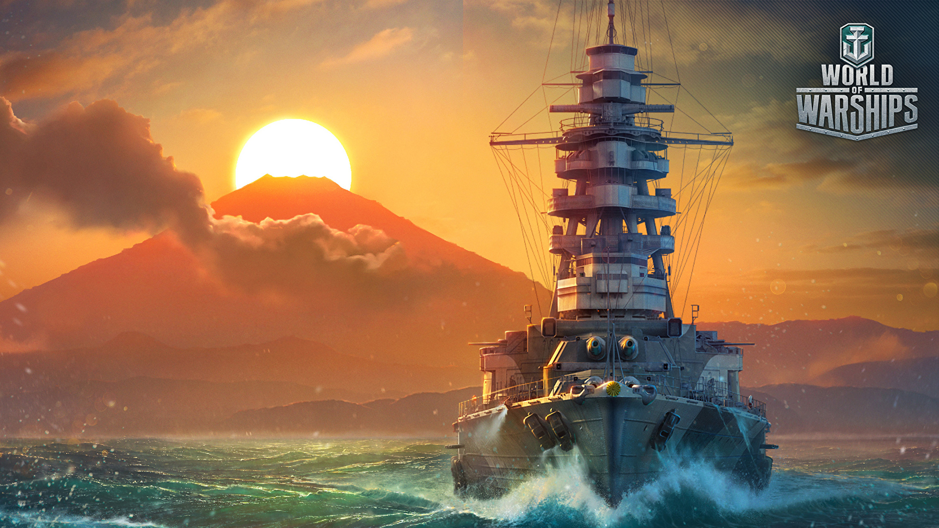 Wallpaper World of Warships, sunset, sea, online game