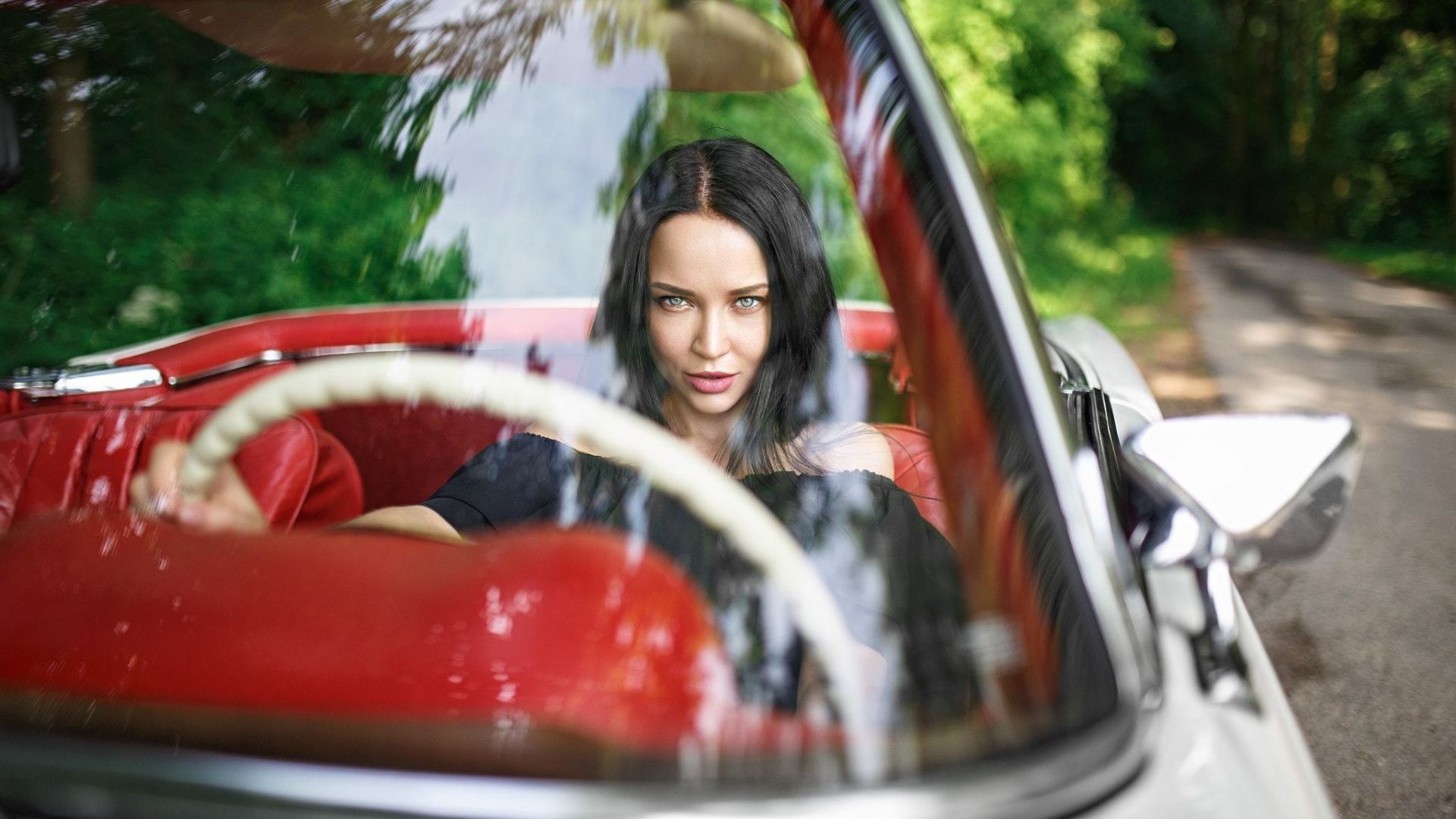 Wallpaper Angelina petrova, driving car, model