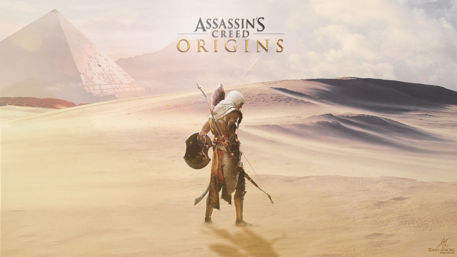 Wallpaper Assassin's Creed Origins, warrior, desert, video game
