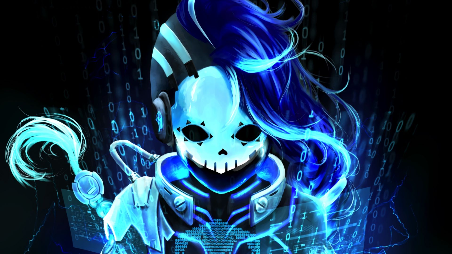 Wallpaper Cyberspace, Sombra, overwatch, blue