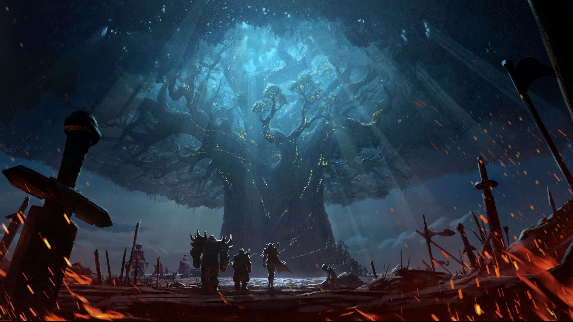 Wallpaper World of Warcraft: Battle for Azeroth, video game, dark, 12k
