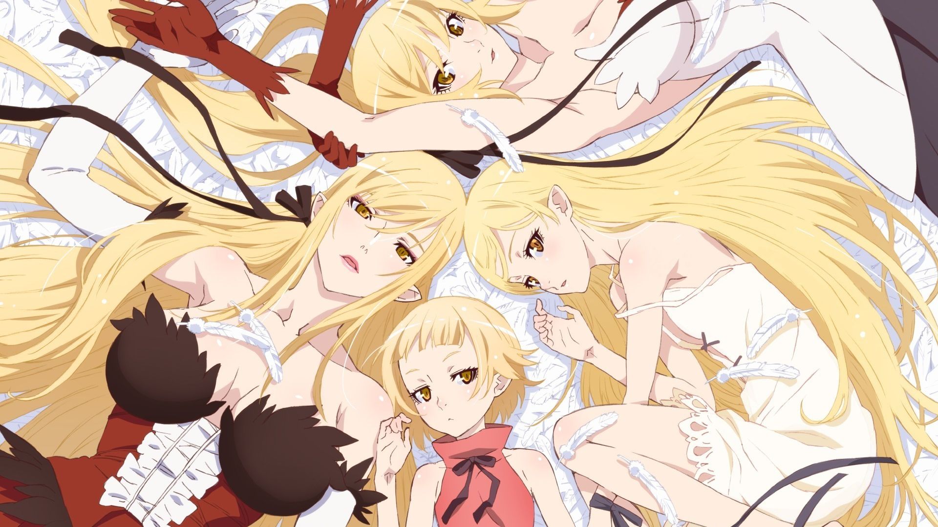 Desktop Wallpaper Anime Girls, Lying On Bed, Bakemonogatari, Hd Image,  Picture, Background, 4b0d05