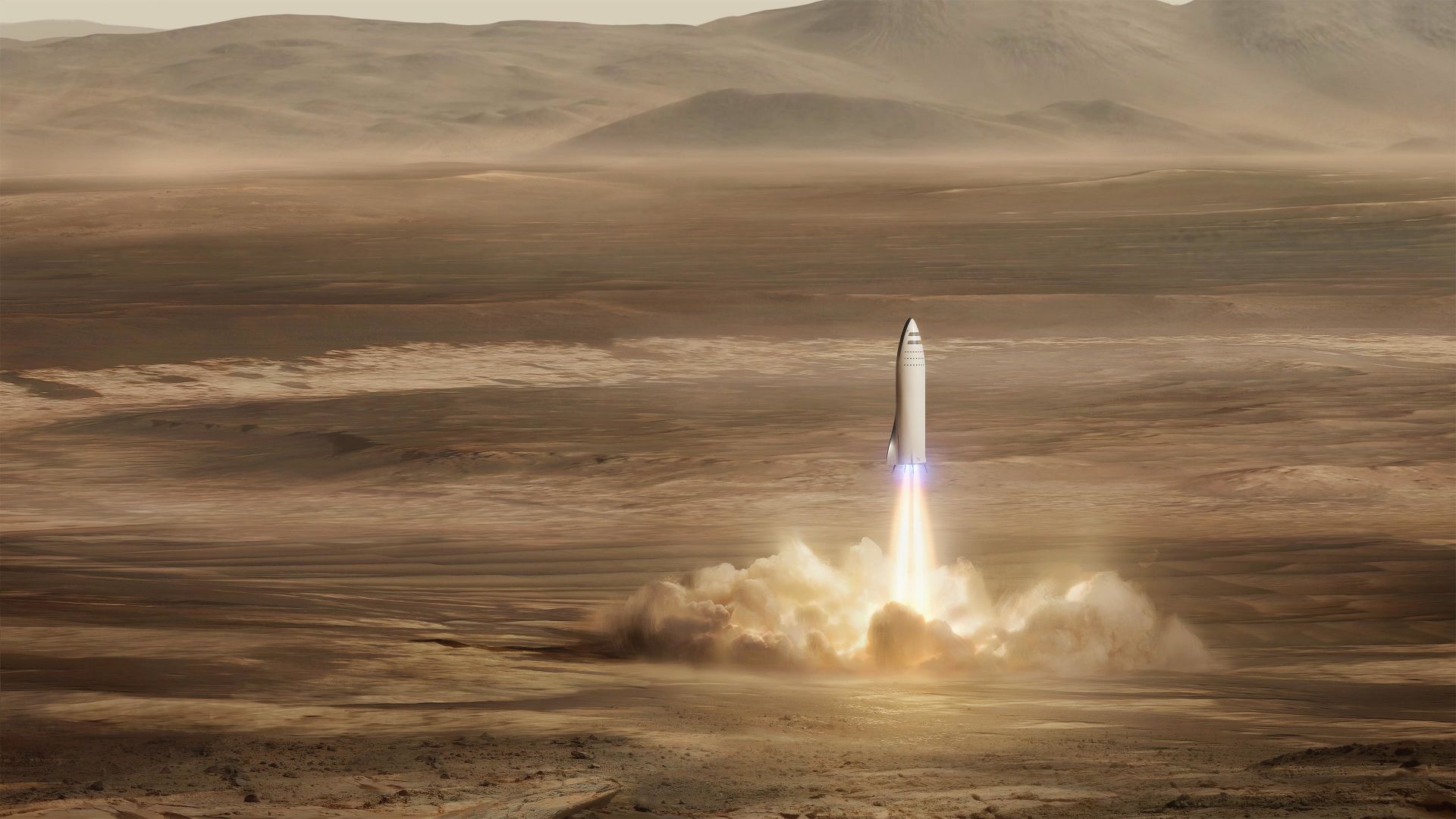 Wallpaper Spacex, mars mission, big rocket, launch, landscape, 4k
