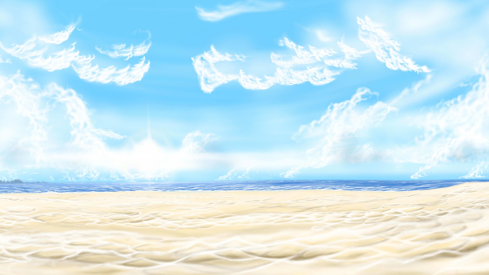 Wallpaper Clouds, sky, sea, anime, 5k