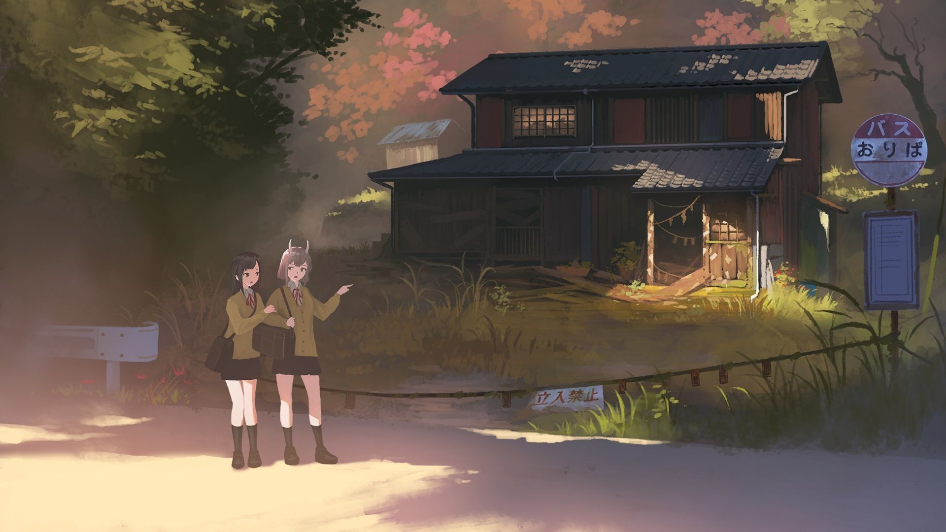 close up dilapidated old wooden wall inside a cabin with door night anime