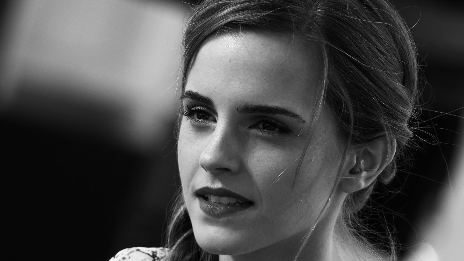 Wallpaper Emma Watson, moncohrome, face, 4k, 5k
