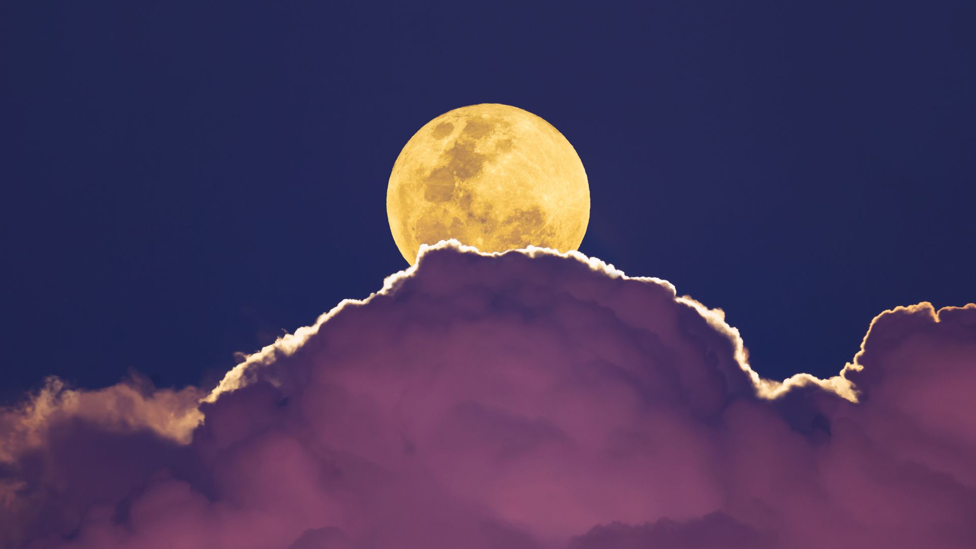 Wallpaper Supermoon, clouds, night, moon, 4k