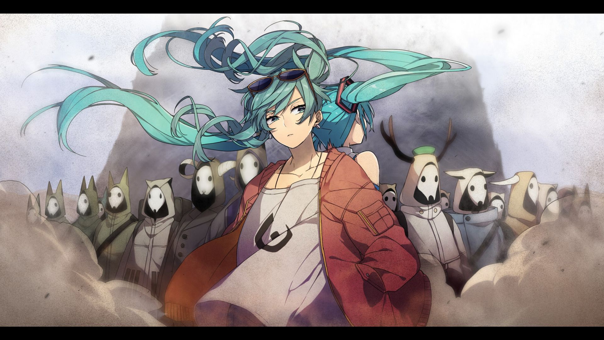 Wallpaper Hatsune miku, Vocaloid, anime girl, blue hair