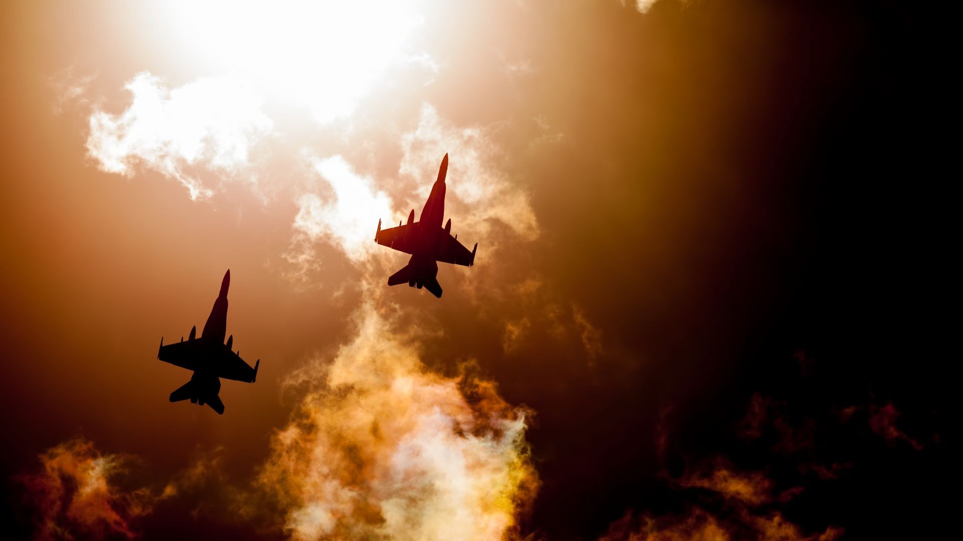 Wallpaper Raaf hornets, fighter jets, sky, clouds, 4k