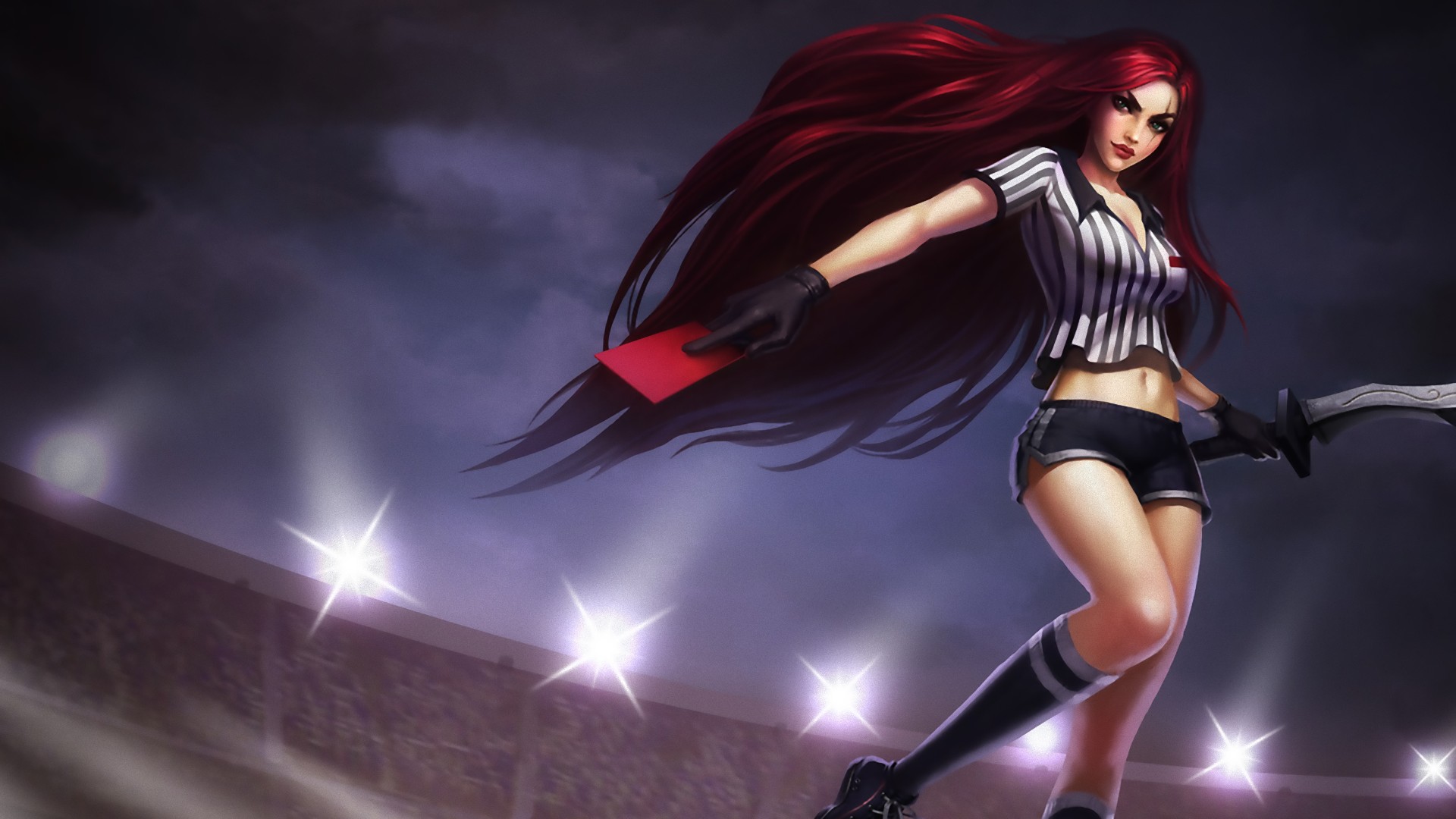 Wallpaper Katarina, red head, League of legends video game