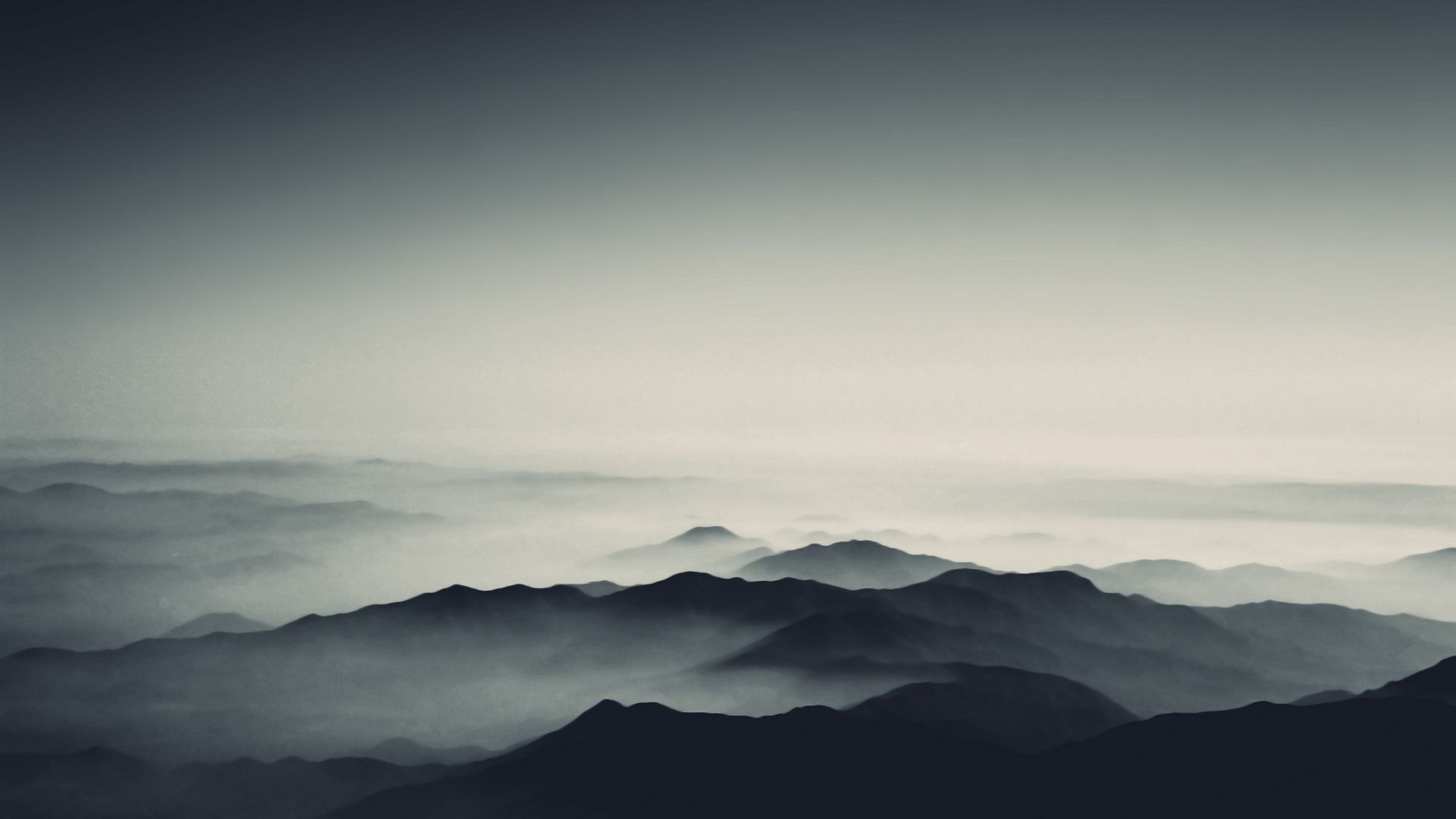 Wallpaper Simple mountains, fog, horizon