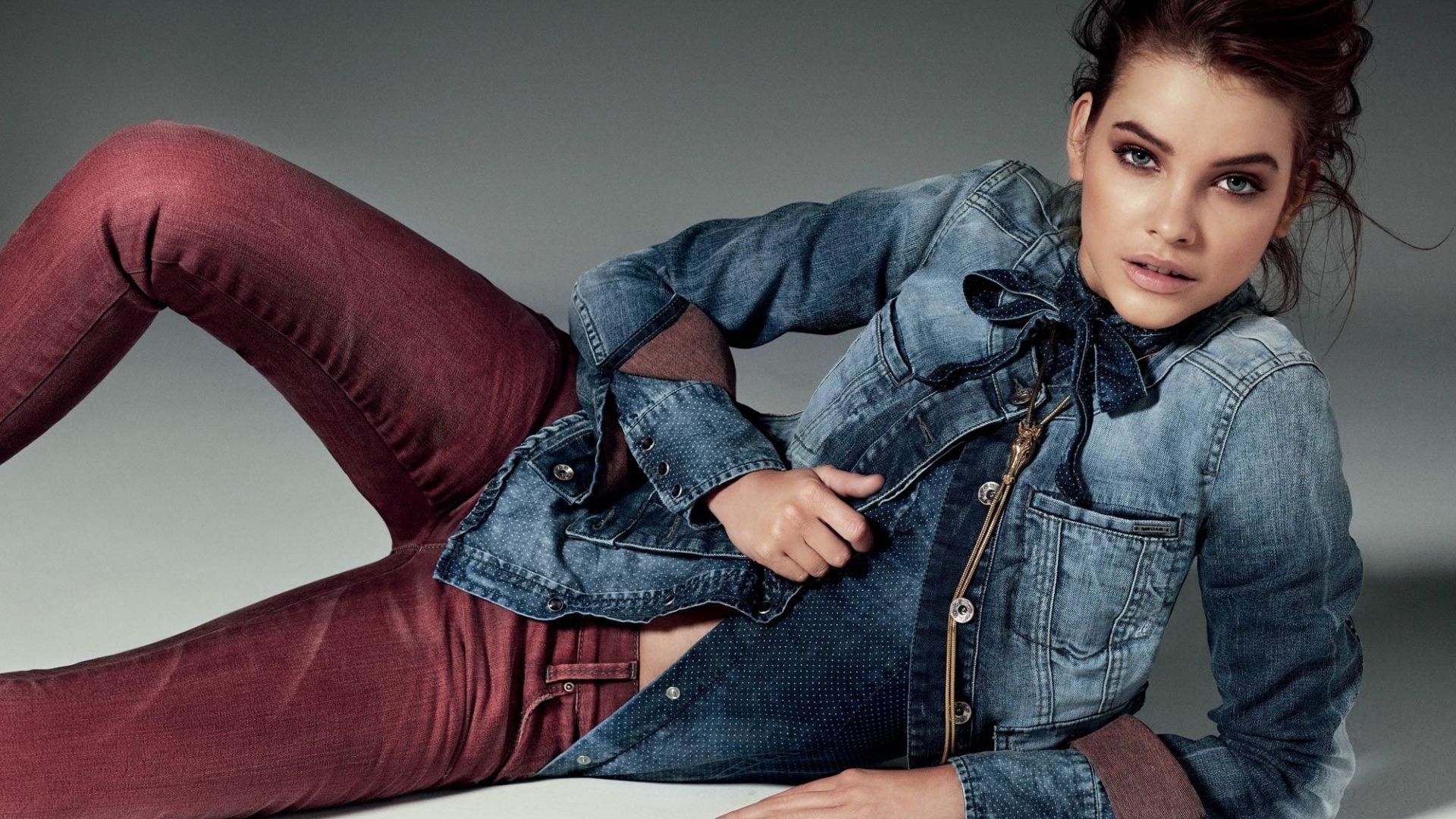 Wallpaper Barbara Palvin, model, celebrity, jeans jacket