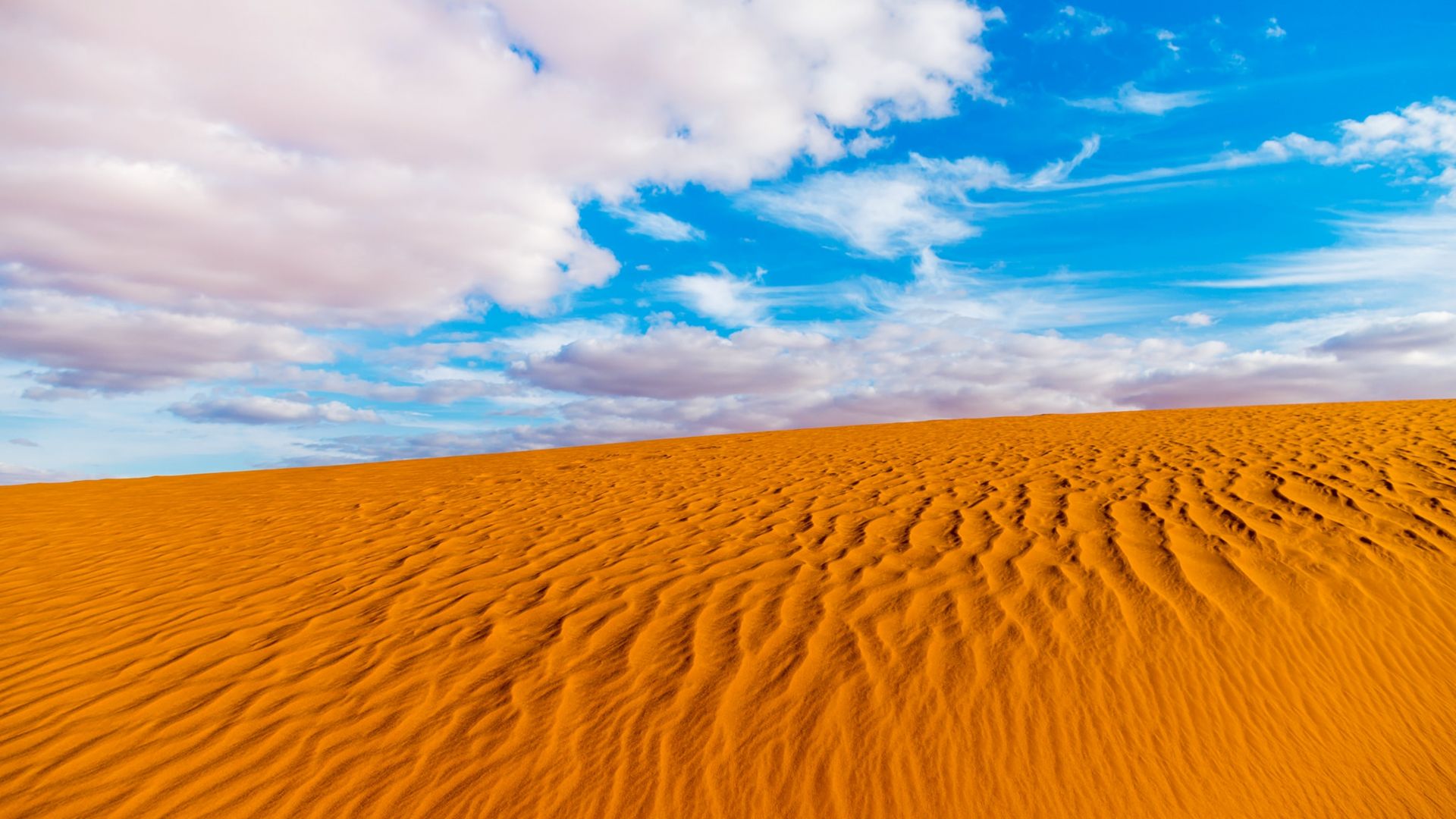 Wallpaper Algeria, desert of sahara, sand, clouds, blue sky, 4k