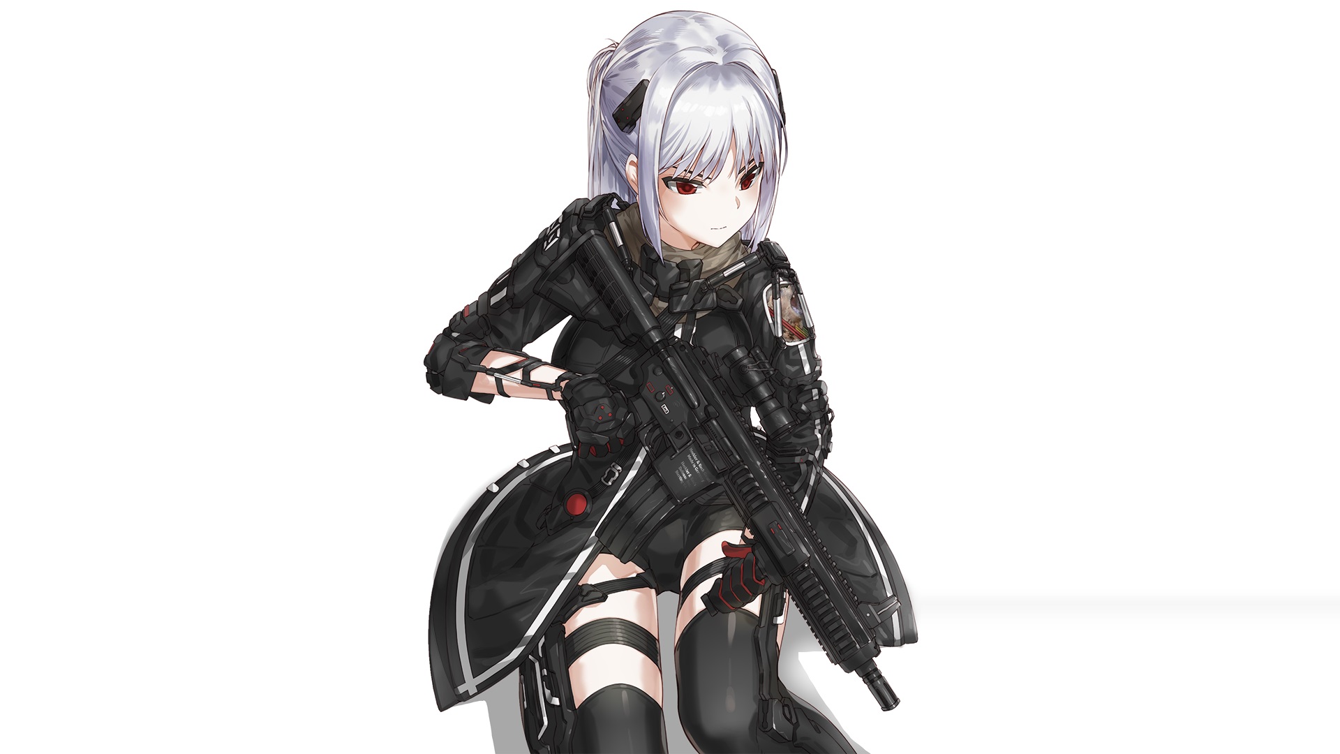 Wallpaper Guns punzer, anime girl with gun, anime, minimal