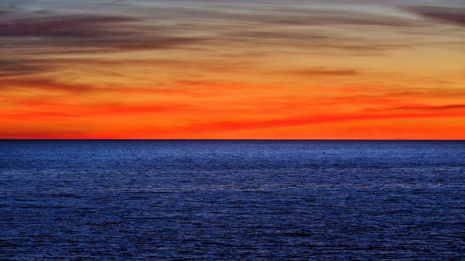 Wallpaper Skyline, sunset, sky, sea, nature, 4k