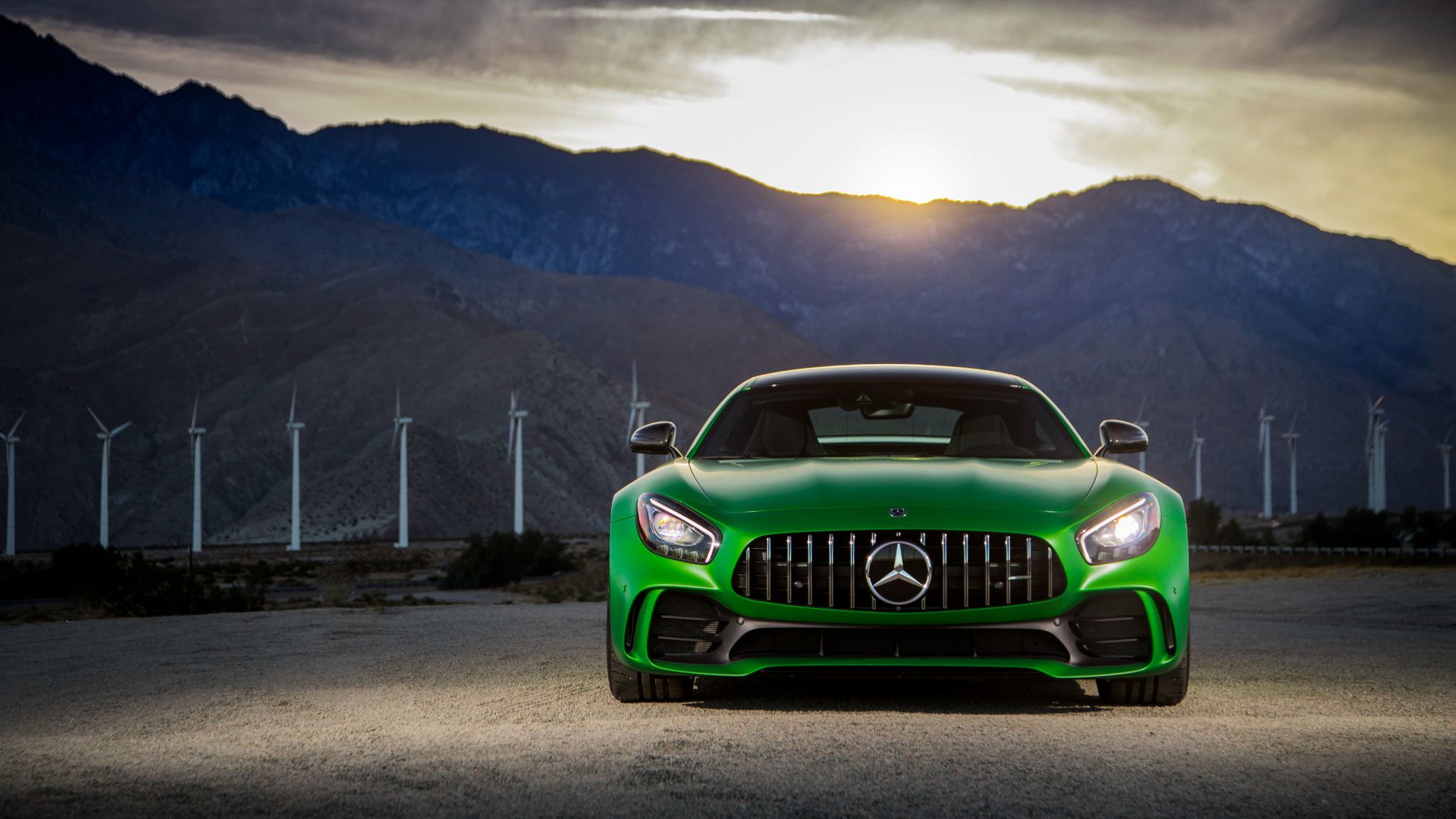 Wallpaper Mercedes-AMG GT R, green sports cars, 2018, front, 4k