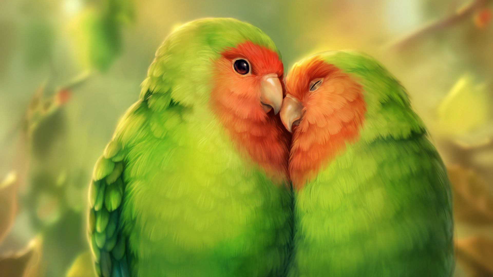 Desktop Wallpaper Parrot, Birds, Love, Hd Image, Picture, Background, 52c80c