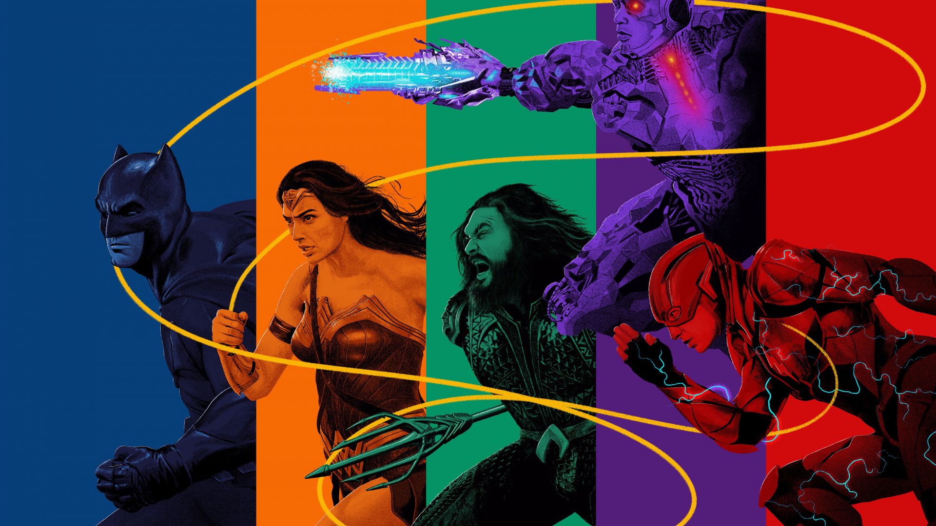 Wallpaper Justice league, batman, wonder woman, aquaman, cyborg, the flash, 5k