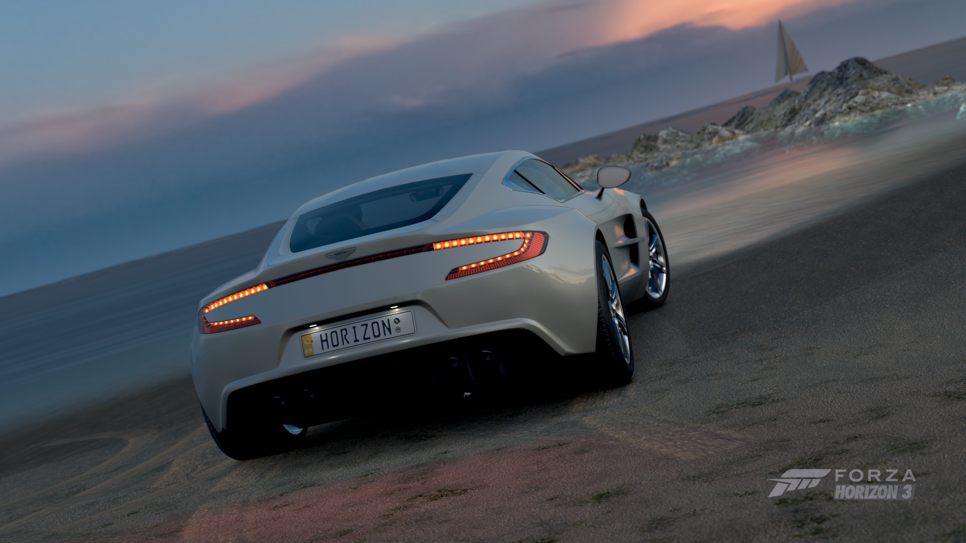 Wallpaper Aston Martin, white, sports car, Forza Horizon 3