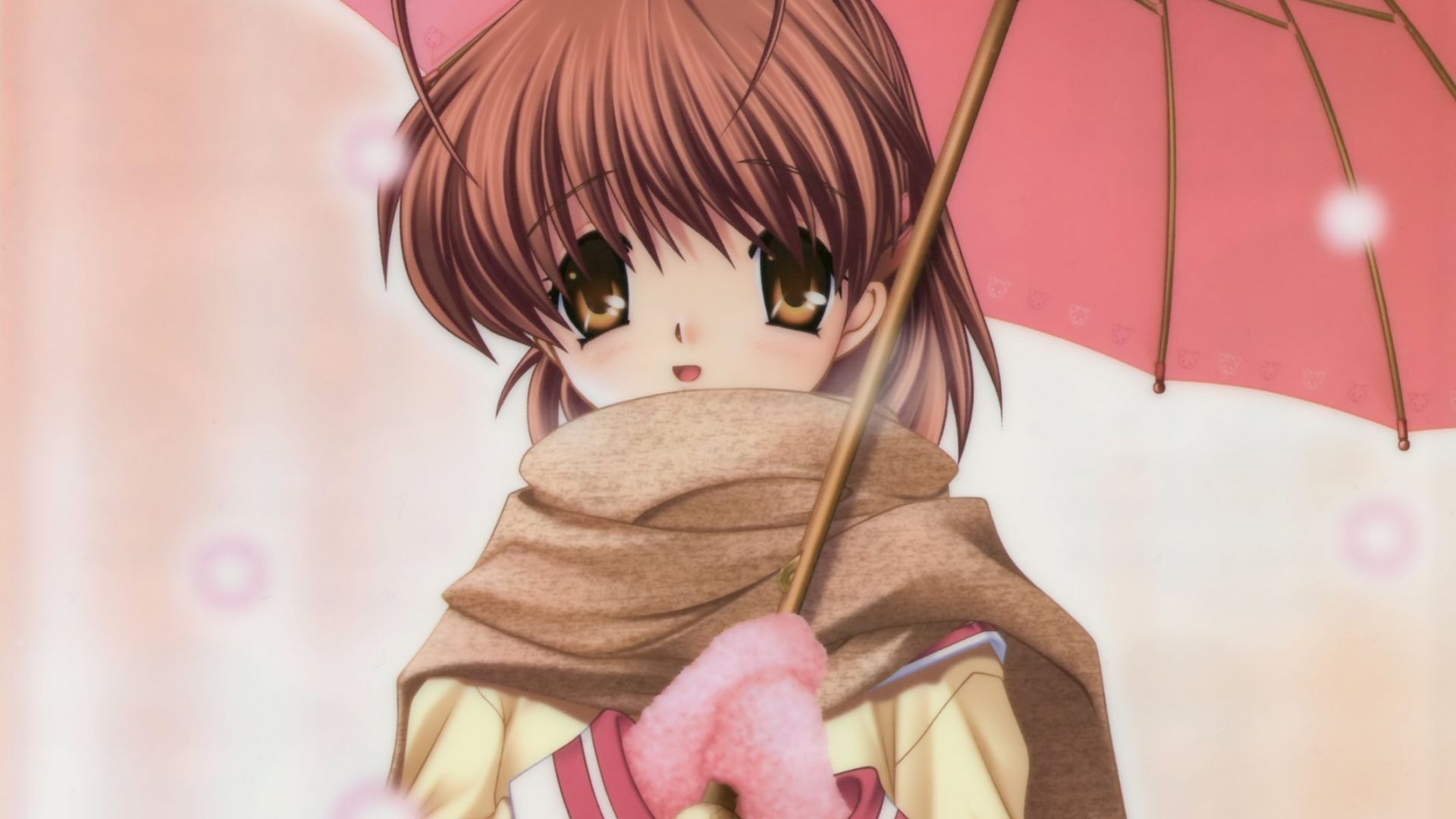 Wallpaper Snowfall, anime girl, umbrella, Nagisa Furukawa, Clannad