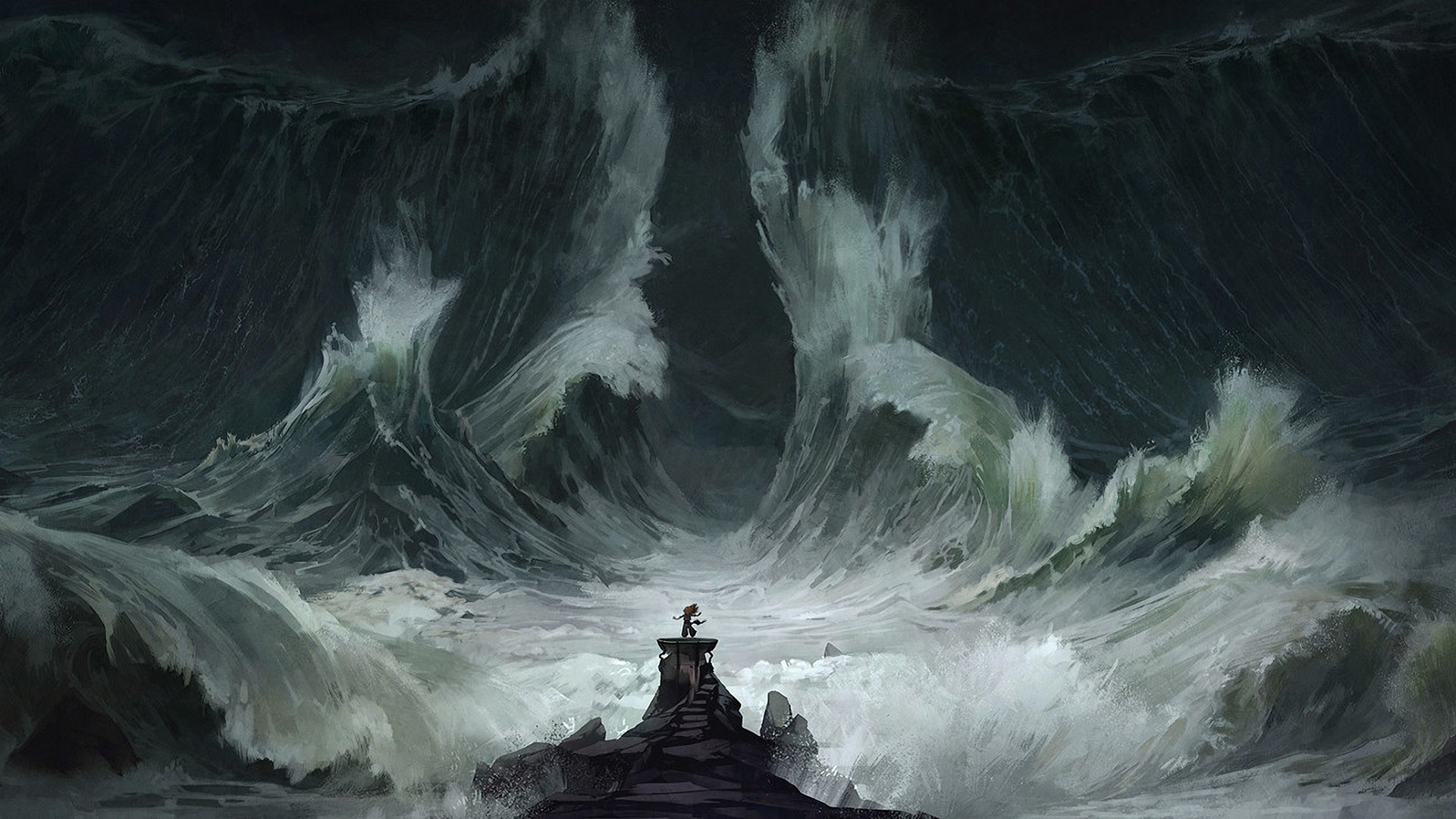 Wallpaper Sea waves, storm, artwork