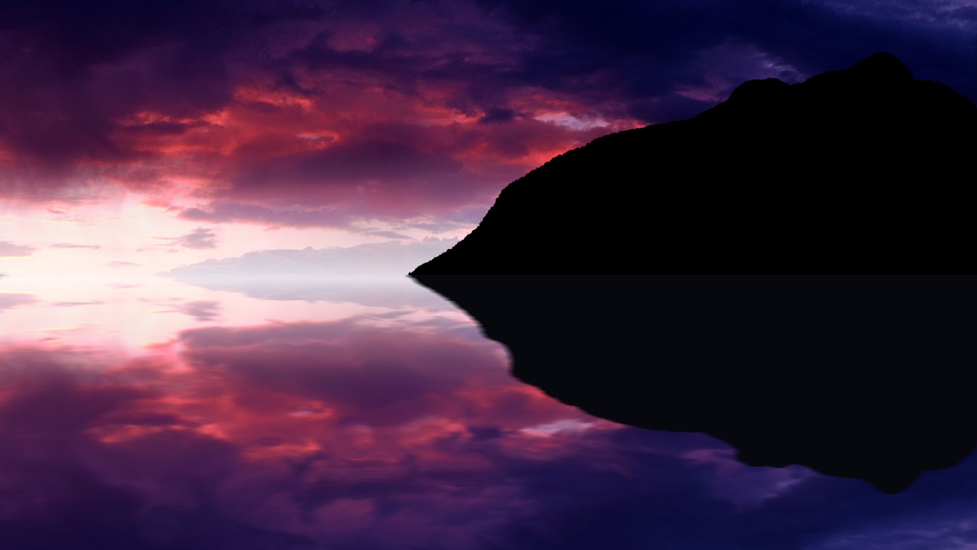 Wallpaper Reflections, lake, mountains, sunset, sky