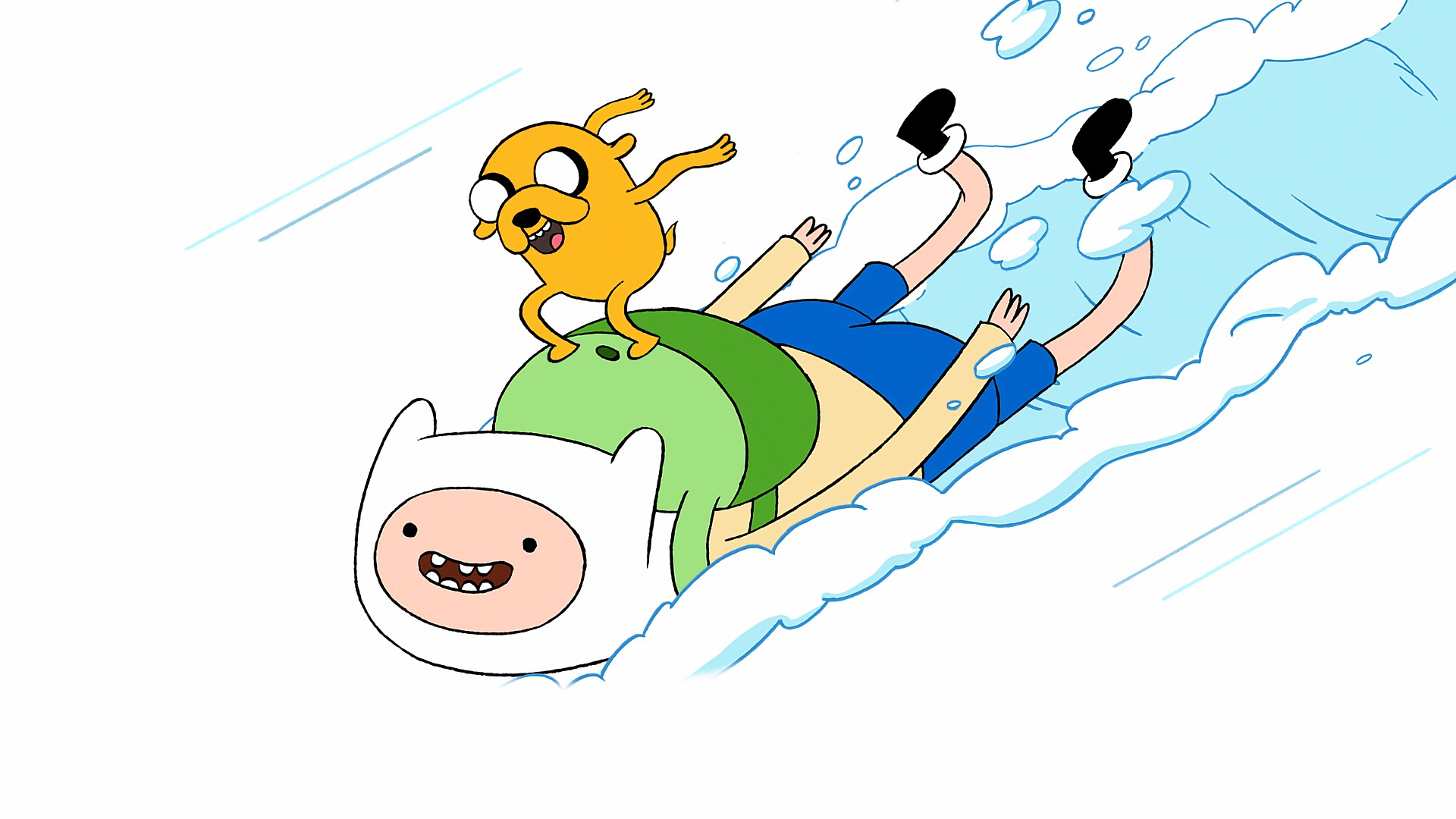 Wallpaper Adventure time, cartoon, fun time, Finn, jack, skiing