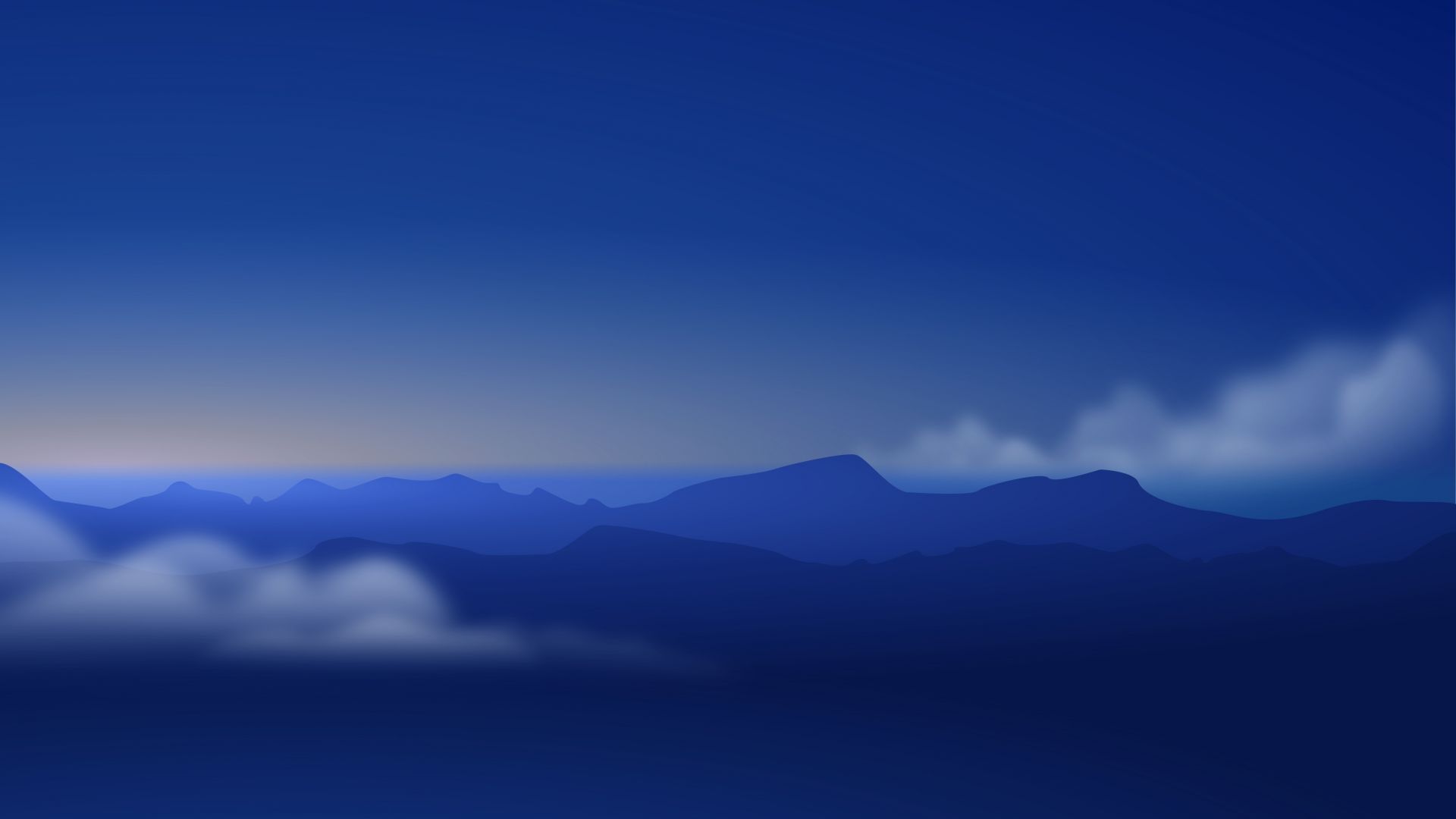 Wallpaper Mountains, horizon, clouds, digital art