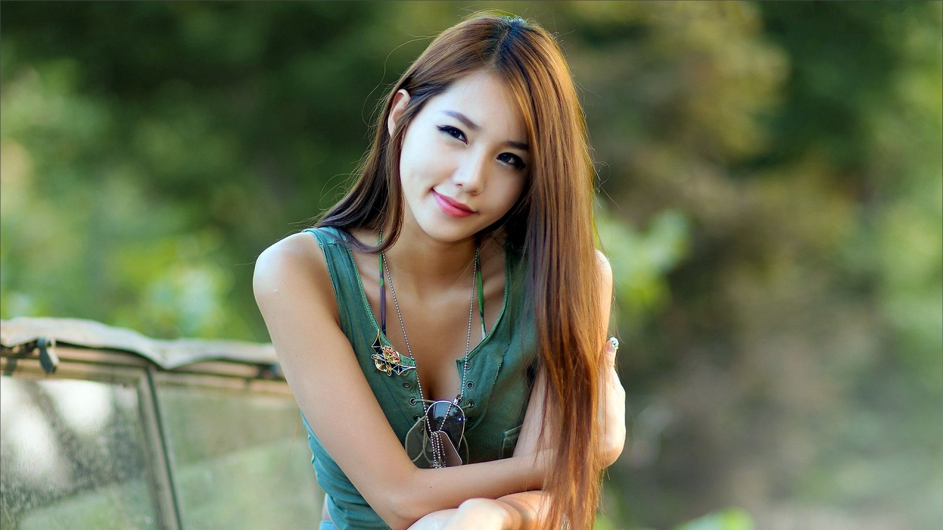 Wallpaper Smile, brunette, asian model