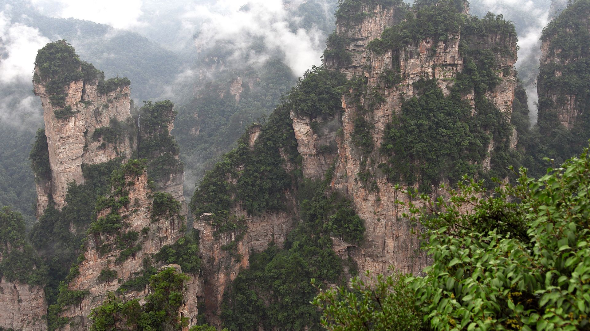 Wallpaper Zhangjiajie, cliffs, nature, fog