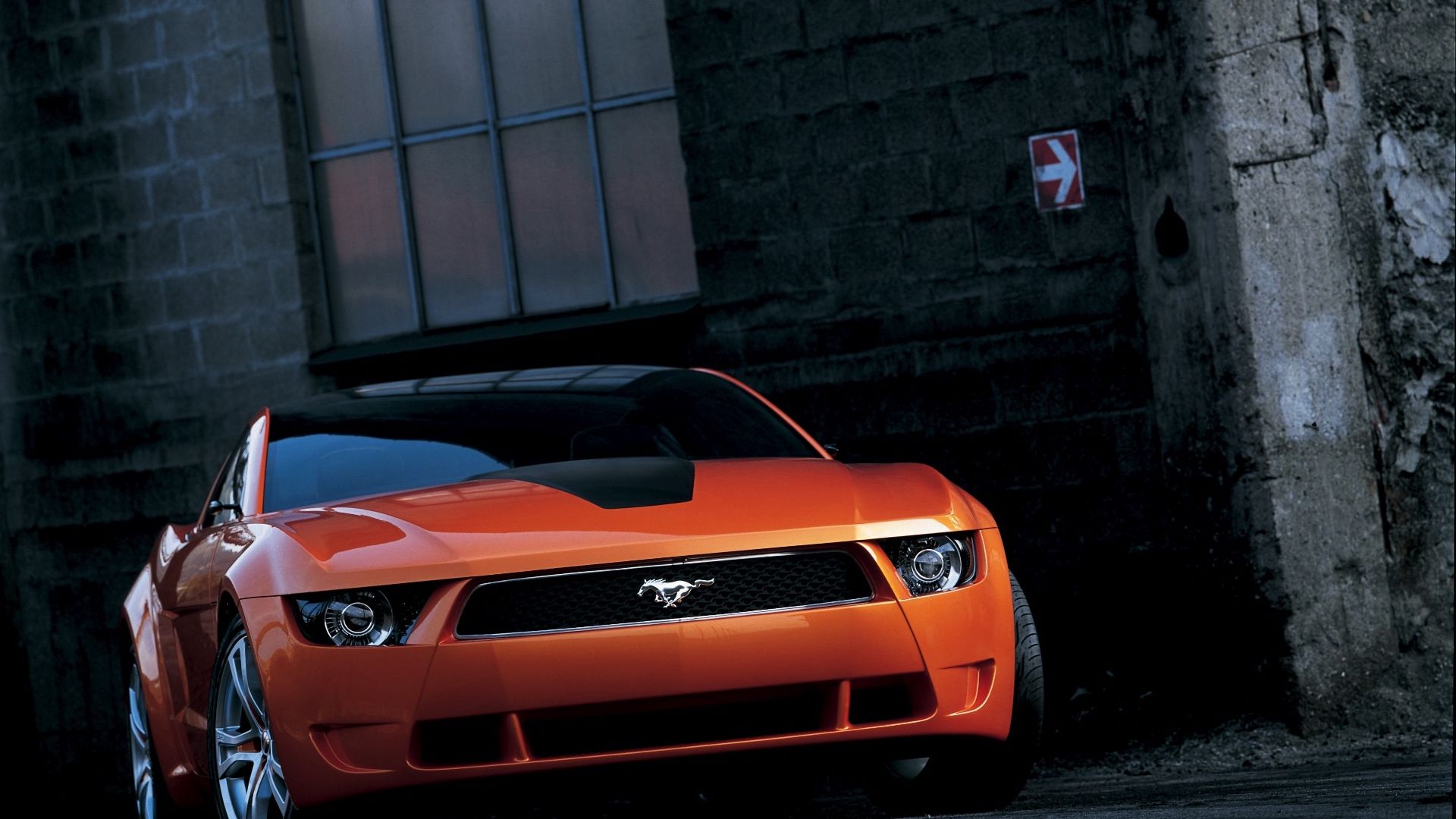 Wallpaper Ford Mustang, orange, muscle car, front view