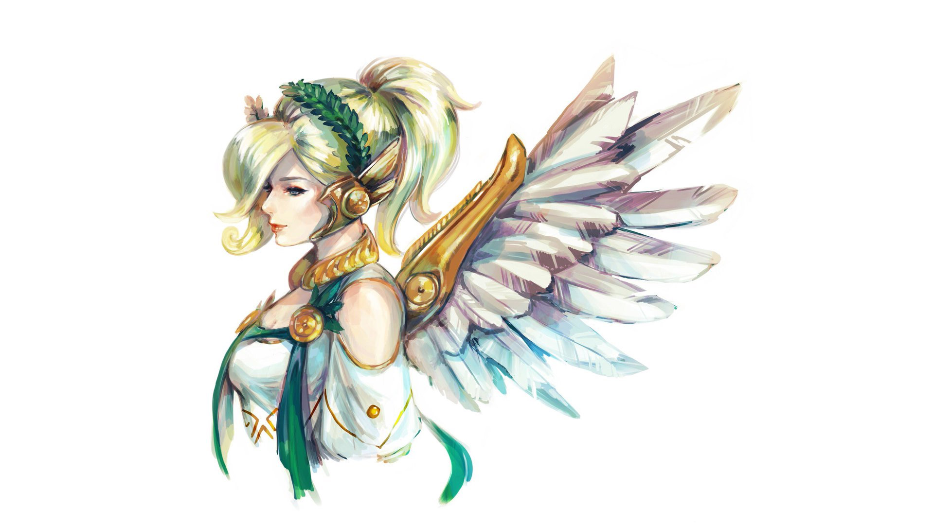 Wallpaper Mercy, angel, wings, overwatch, fan art
