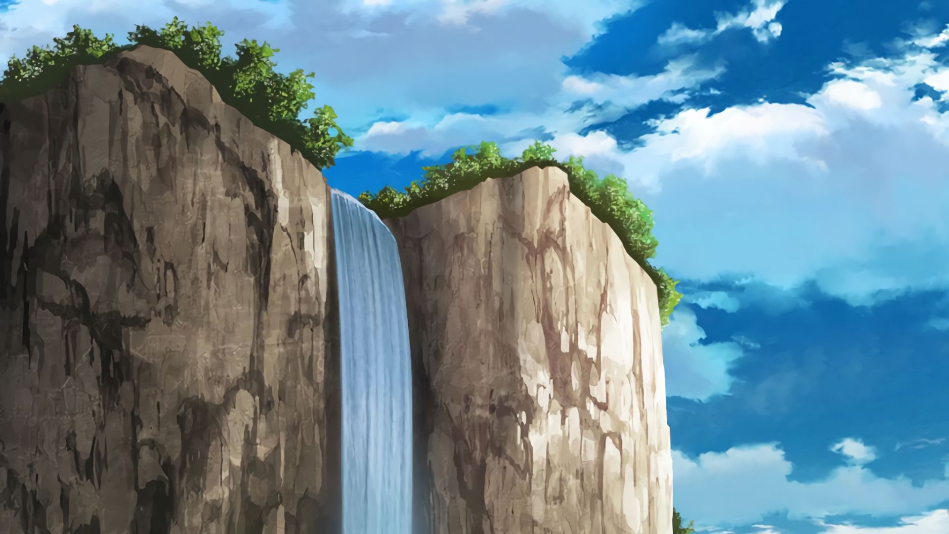 Desktop Wallpaper Anime, Water Fall, Hd Image, Picture, Background, 5jvgc9