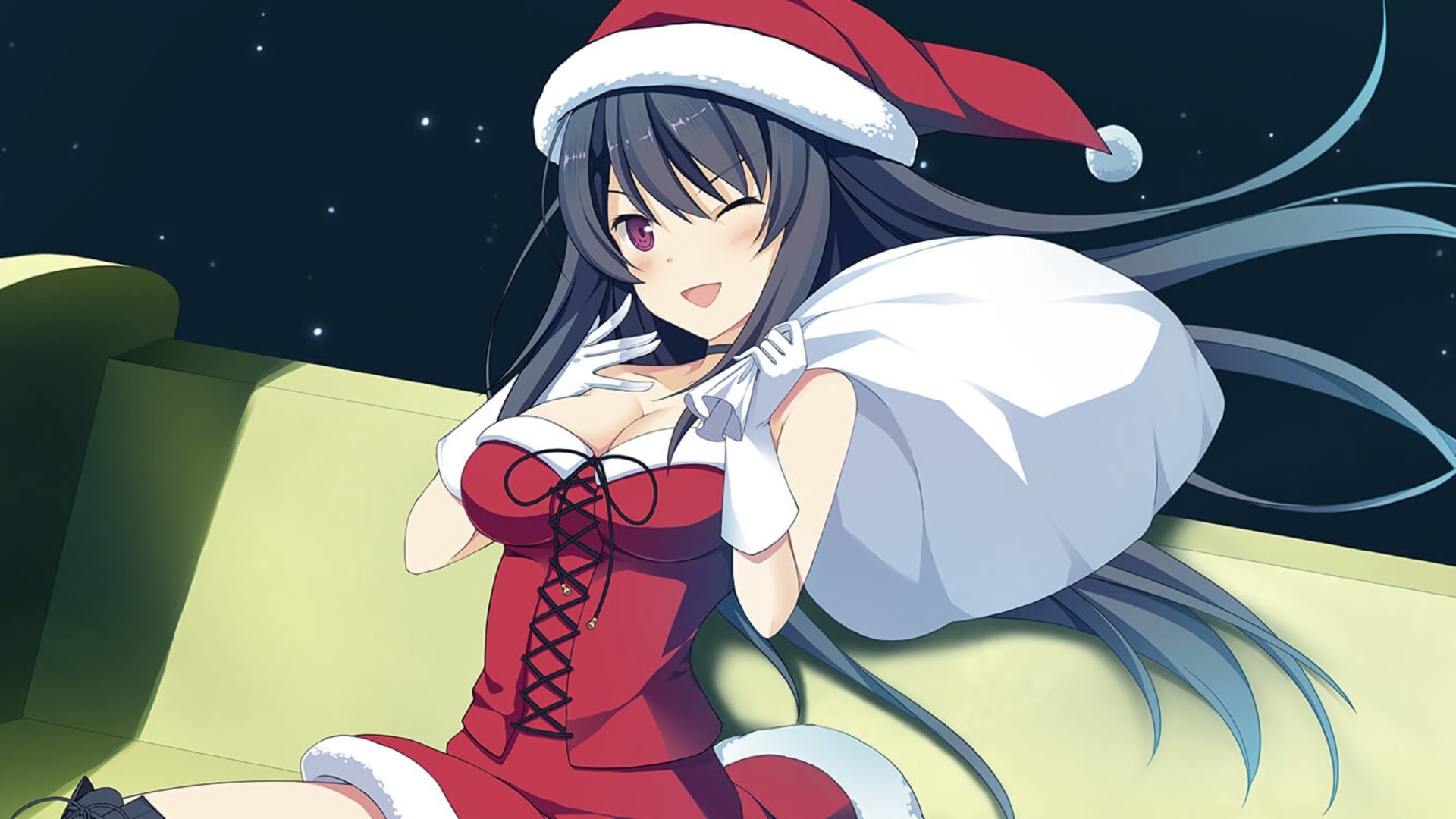 Desktop Wallpaper Hot Santa, Misaki Tobisawa, Anime Girl, Hd Image,  Picture, Background, 6080be