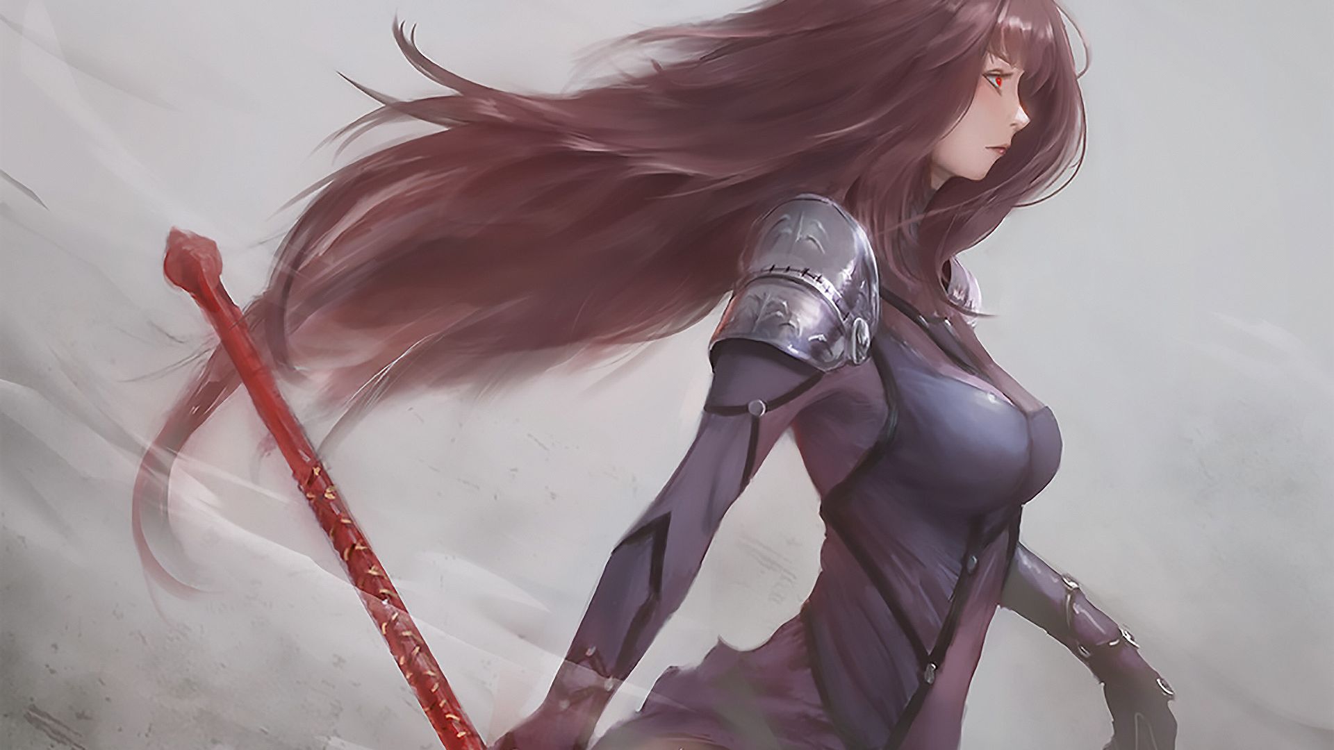 Wallpaper Long hair, anime girl, Scáthach, Fate/Grand Order, art