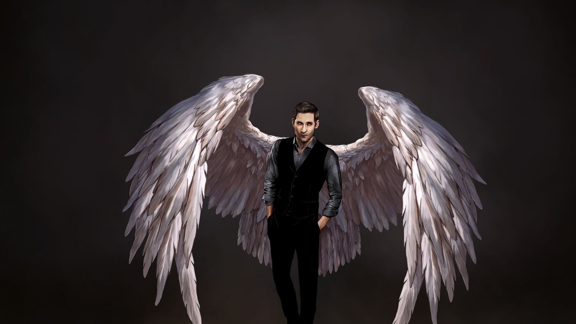 Wallpaper Lucifer, TV show, wings, angel, art