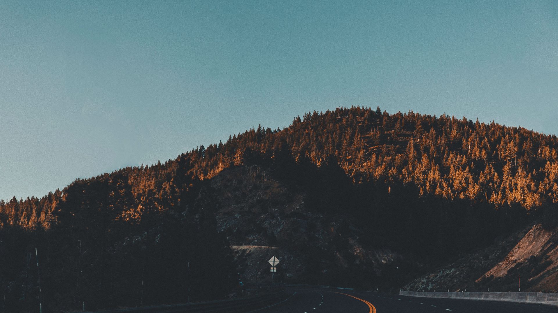 Wallpaper California road, through mountains, nature
