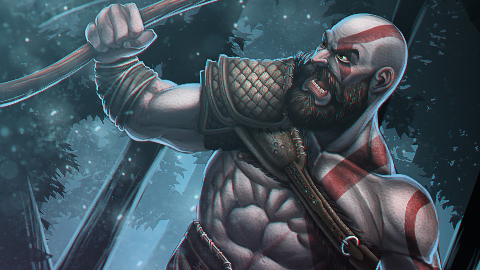 Desktop Wallpaper Kratos, Warrior, Art, God Of War, Hd Image, Picture,  Background, 61b214
