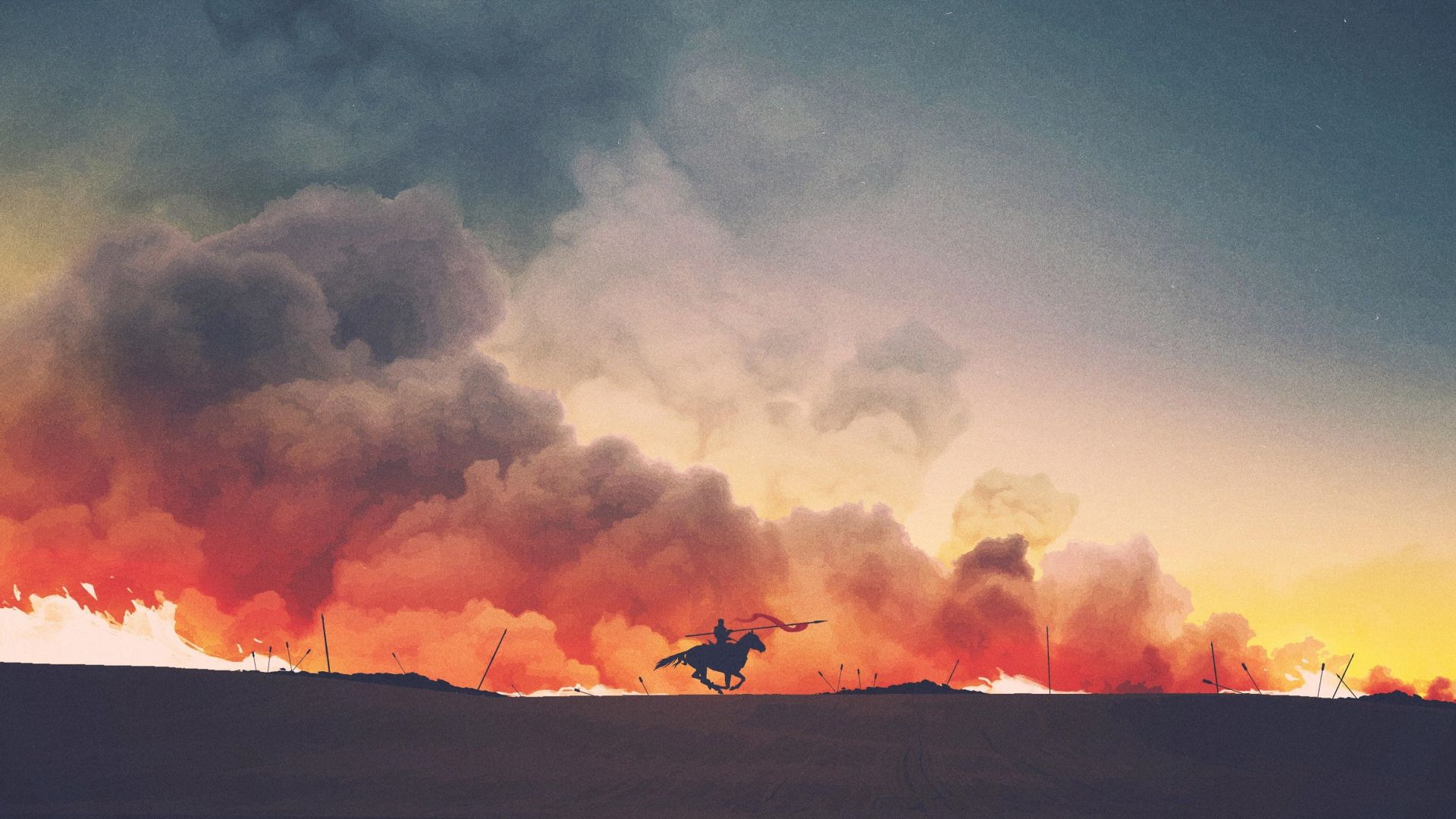 Wallpaper Game of thrones, TV show, fire, clouds, art